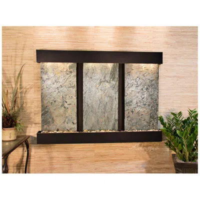 Adagio Olympus Falls 54"h Green Slate Indoor Copper Wall Fountain