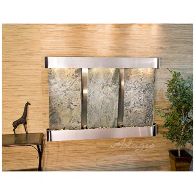 Adagio Olympus Falls 54"h Green Slate Round Indoor Wall Fountain