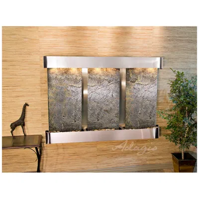 Adagio Olympus Falls 54"h Green Stone Round Indoor Wall Fountain