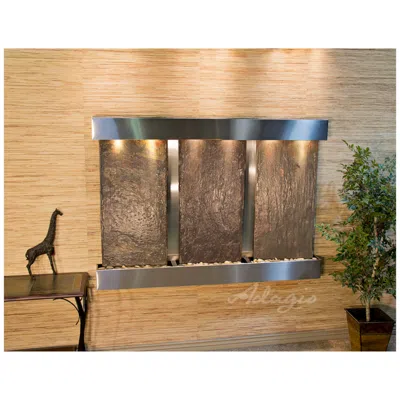 Adagio Olympus Falls 54"h Natural Slate Indoor Steel Wall Fountain