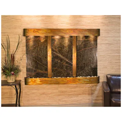 Adagio Olympus Falls 54"h Round Rustic Green Marble Indoor Fountain
