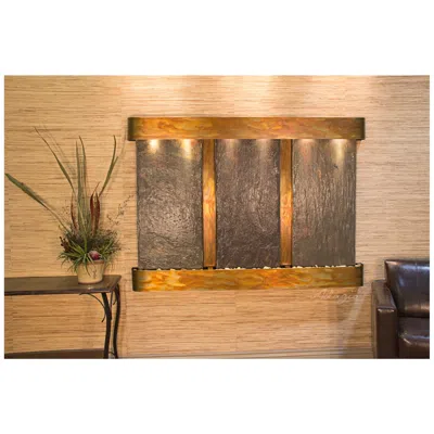 Adagio Olympus Falls 54"h Round Rustic Slate Indoor Wall Fountain