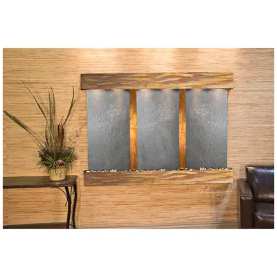 Adagio Olympus Falls 54"h Rustic Black Stone Indoor Wall Fountain