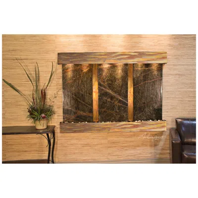 Adagio Olympus Falls 54"h Rustic Green Marble Indoor Wall Fountain