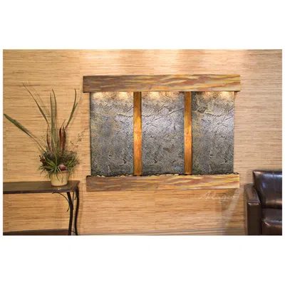 Adagio Olympus Falls 54"h Rustic Green Stone Indoor Wall Fountain