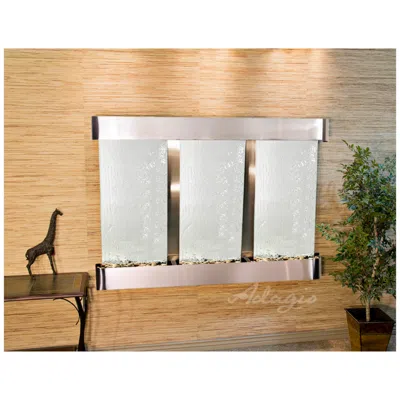 Adagio Olympus Falls 54"h Silver Mirror Round Indoor Wall Fountain