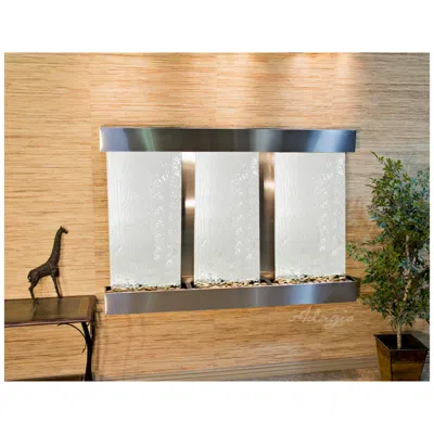 Adagio Olympus Falls 75" Wide Three-panel Silver Wall Fountain