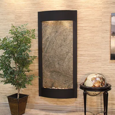 Adagio Pacifica Waters 69"h Black And Green Stone Wall Fountain