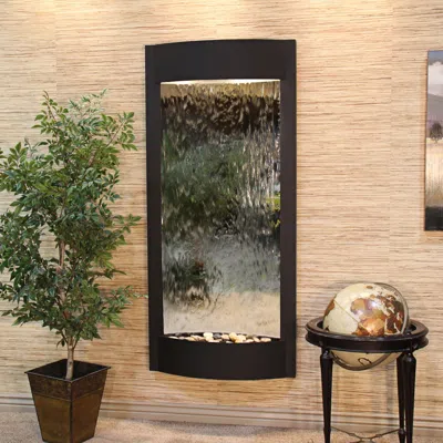 Adagio Pacifica Waters 69"h Black And Silver Mirror Wall Fountain