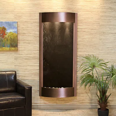 Adagio Pacifica Waters 69"h Black Stone Copper Vein Wall Fountain