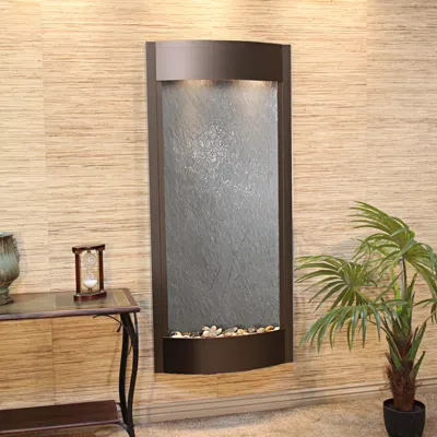 Adagio Pacifica Waters 69"h Bronze And Black Stone Wall Fountain