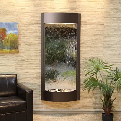 Adagio Pacifica Waters 69"h Bronze And Silver Mirror Wall Fountain