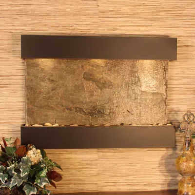 Adagio Reflection Creek 27"h Green Slate & Copper Wall Fountain