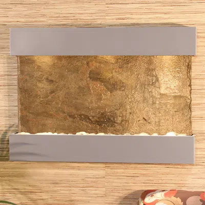 Adagio Reflection Creek 38" Wide Green Slate Silver Wall Fountain