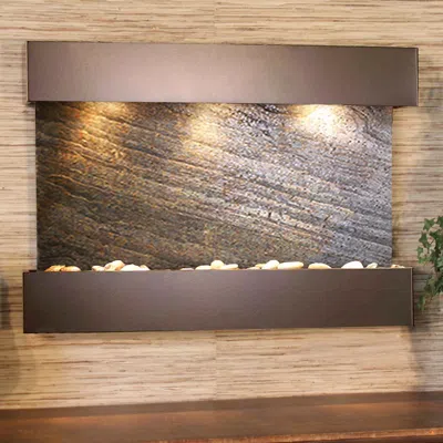 Adagio Reflection Creek Green Stone Bronze 27" High Wall Fountain