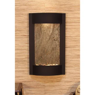Adagio Serene Waters 36" Green Stone Textured Black Led Wall Fountain