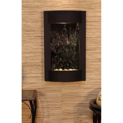 Adagio Serene Waters 36" High Textured Mirror Black Led Wall Fountain