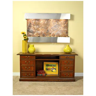 Adagio Sunrise Springs 35"h Brown Marble Indoor Steel Wall Fountain