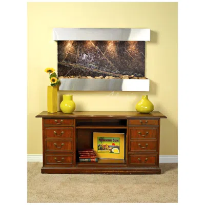 Adagio Sunrise Springs 35"h Green Marble Indoor Steel Wall Fountain