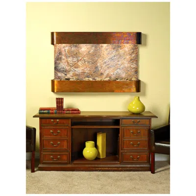 Adagio Sunrise Springs 35"h Round Rustic Brown Indoor Wall Fountain