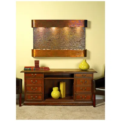 Adagio Sunrise Springs 35"h Round Rustic Slate Indoor Wall Fountain