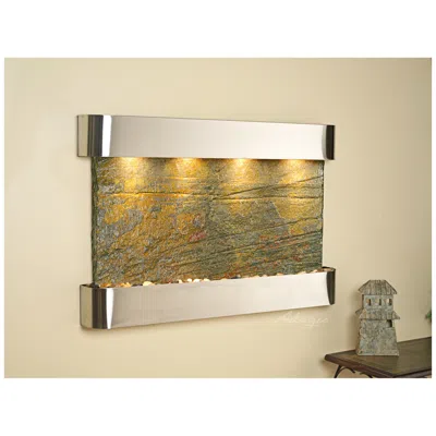 Adagio Sunrise Springs 35"h Round Steel Green Indoor Wall Fountain