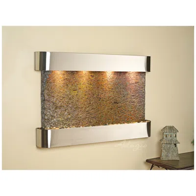 Adagio Sunrise Springs 35"h Round Steel Indoor Slate Wall Fountain