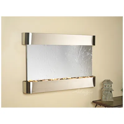 Adagio Sunrise Springs 35"h Round Steel Mirror Indoor Wall Fountain