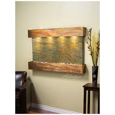 Adagio Sunrise Springs 35"h Rustic Green Slate Indoor Wall Fountain