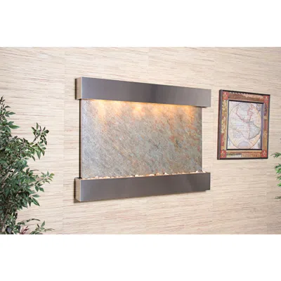 Adagio Teton Falls 45"h Steel Green Stone Fountain W/ Square Edges