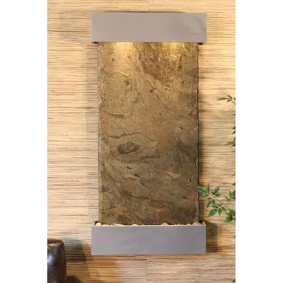 Adagio Whispering Creek Green Slate Silver 46" High Wall Fountain