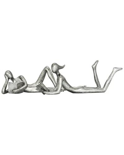 Adam & Friends 2pc Man & Woman Leisure Readers Sculpture In Metallic