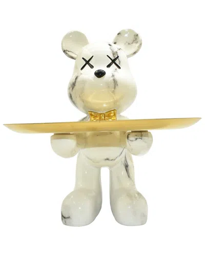 Adam & Friends Butler Mouse With Tray Sculpture In White