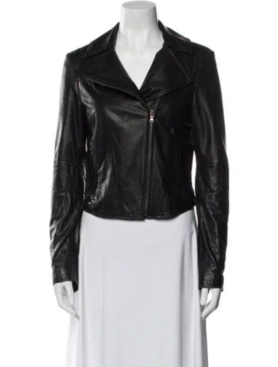 Pre-owned Adam By Adam Lippes Leather Biker Jacket In Black