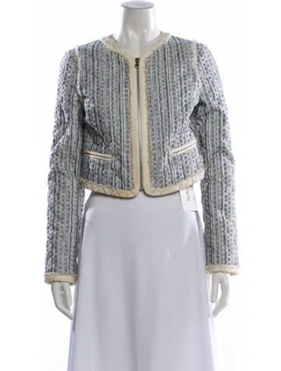 Pre-owned Adam By Adam Lippes Tweed Pattern Jacket In White