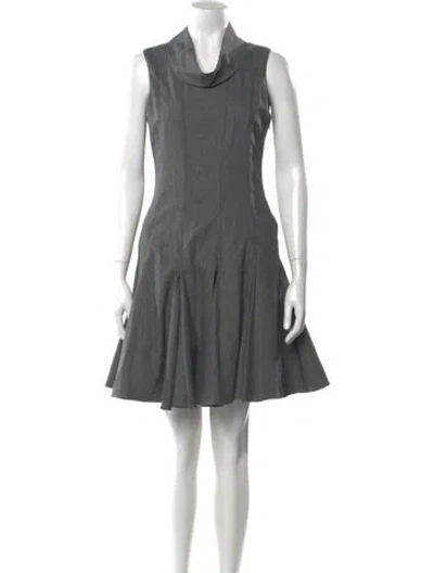 Pre-owned Adam Cowl Neck Mini Dress In Gray