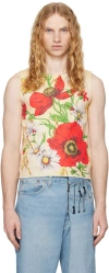 Adam Jones Off-white Poppy Tea Towel Tank Top In Cream