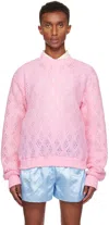 Adam Jones Pink Diamond Cellular Sweater In Pink