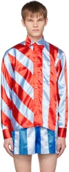 Adam Jones Red & Blue Ribbon Shirt In Blue/red