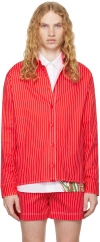 Adam Jones Red Pin Stripe Shirt In Red