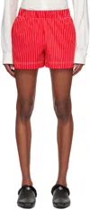 Adam Jones Red Pin Stripe Shorts In Red