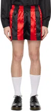 Adam Jones Ssense Exclusive Black & Red Stripe Ribbon Footy Shorts In Black/red