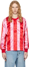 Adam Jones Ssense Exclusive Red & Pink Stripe Ribbon Footy T-shirt In Red/pink