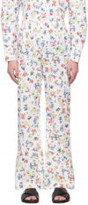 Adam Jones White Deer Print Trousers In Multi