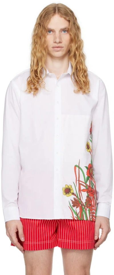 Adam Jones White Floral Patch Long Sleeve Shirt