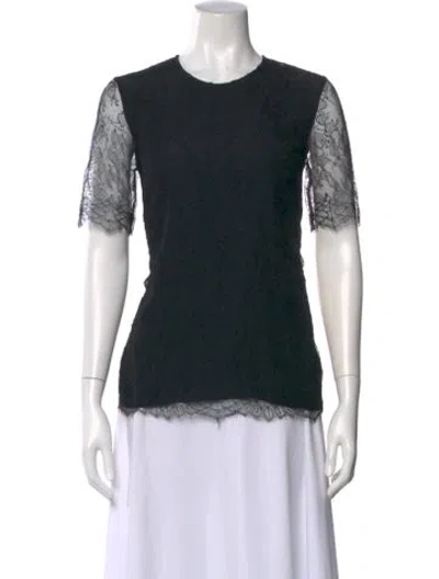 Pre-owned Adam Lace Pattern Crew Neck Top In Black