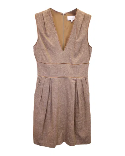 Adam Lippes Adam Lippies V-neck Sleeveless Dress In Beige Wool