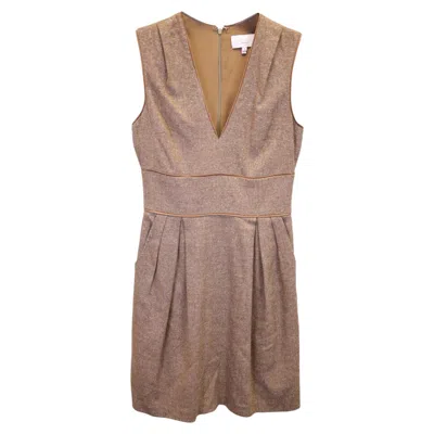Pre-owned Adam Lippes Adam Lippies V-neck Sleeveless Dress In Beige Wool In Brown