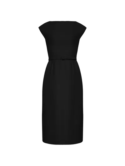 Adam Lippes Adeleine Belted Midi Dress In Black