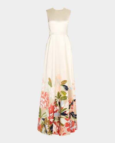 Adam Lippes Alienor Floral Print Duchess Satin Dress In Multi